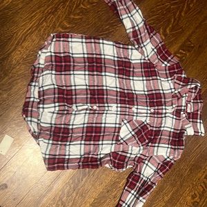 Red flannel button up shirt
